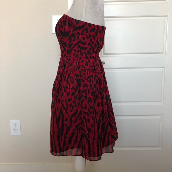 WHBM Red Sleeveless Cheetah Print Dress Size 00 - Picture 3 of 8